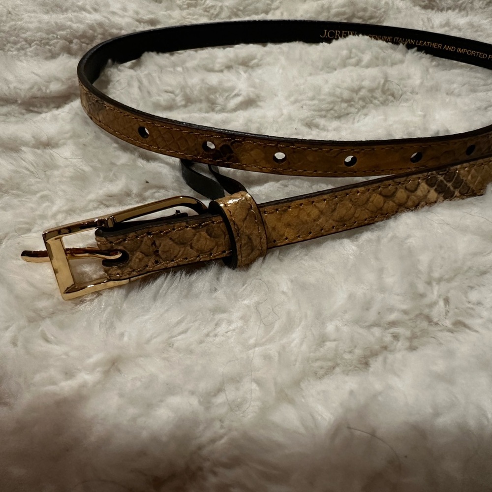 J.Crew Gold Snakeskin Skinny Belt Size XS Adjustable – Statement Accessory